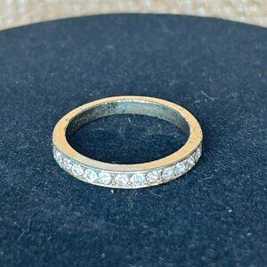 Gold Ring-Band with Rhinestones-Size 10